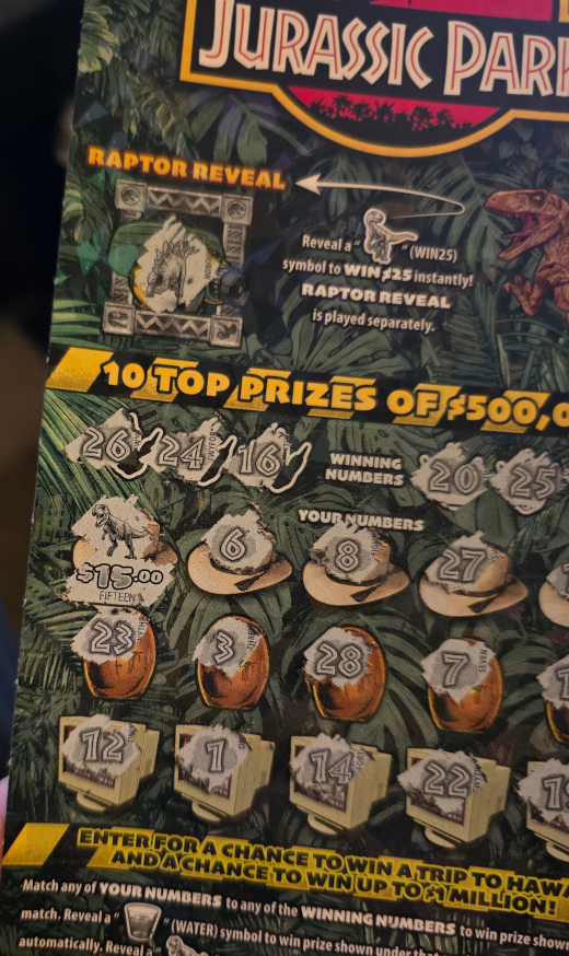 PA Lottery Jurassic Park Winner